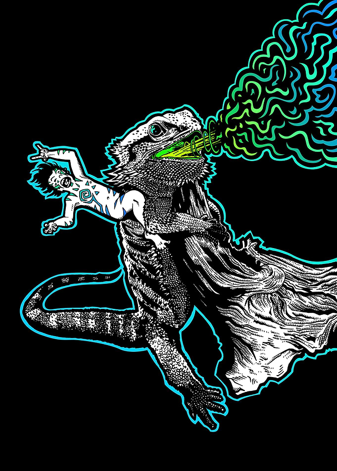 Man Riding Bearded Dragon