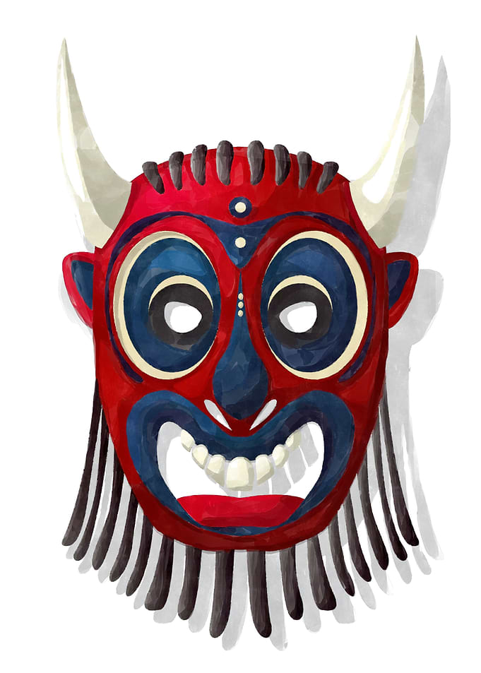 Horned tribal mask