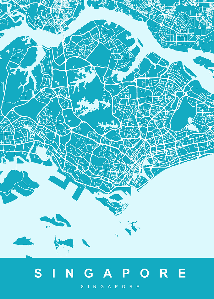 Map Singapore Blue