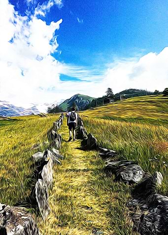 Hiking pathway in the Alps