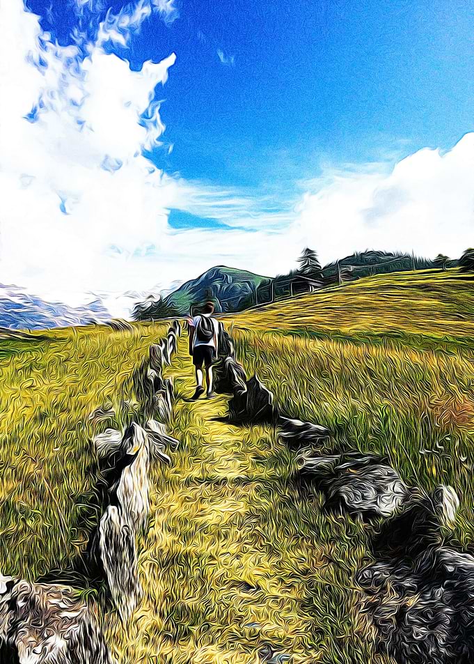 Hiking pathway in the Alps