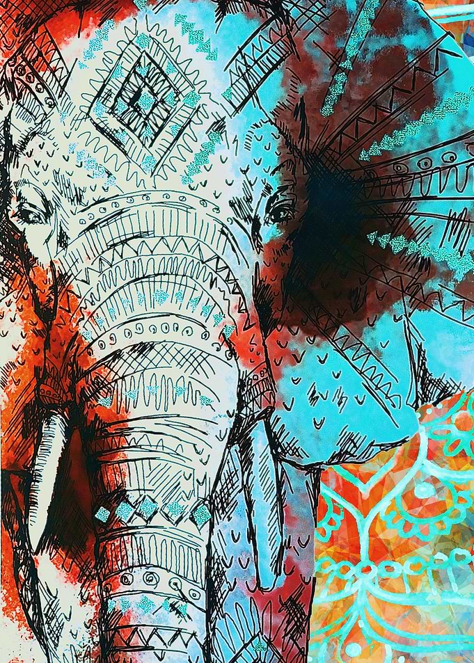 Sketched Indian Elephant