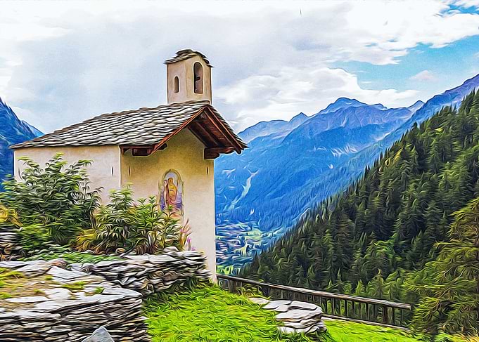 Church in alpine village