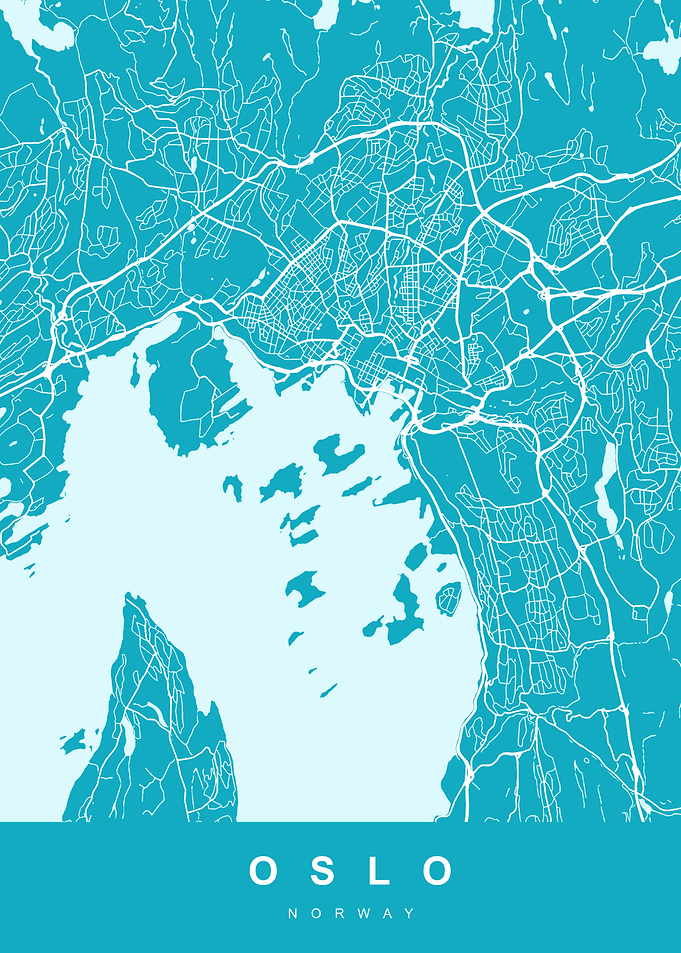 Map Oslo Norway Blue