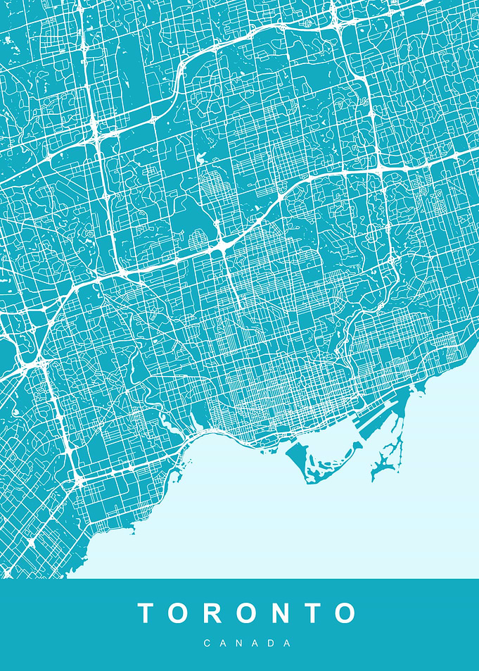 Map Toronto Canada Blue
