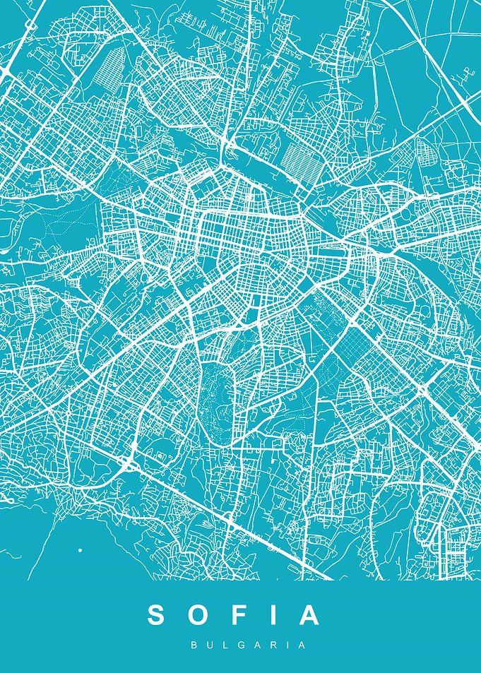 Map Sofia Bulgaria Blue