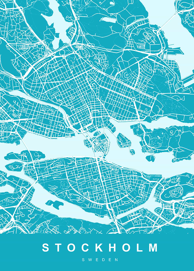 Map Stockholm Sweden Blue