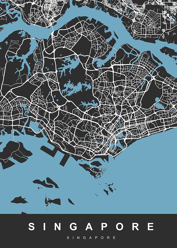Map Singapore Black