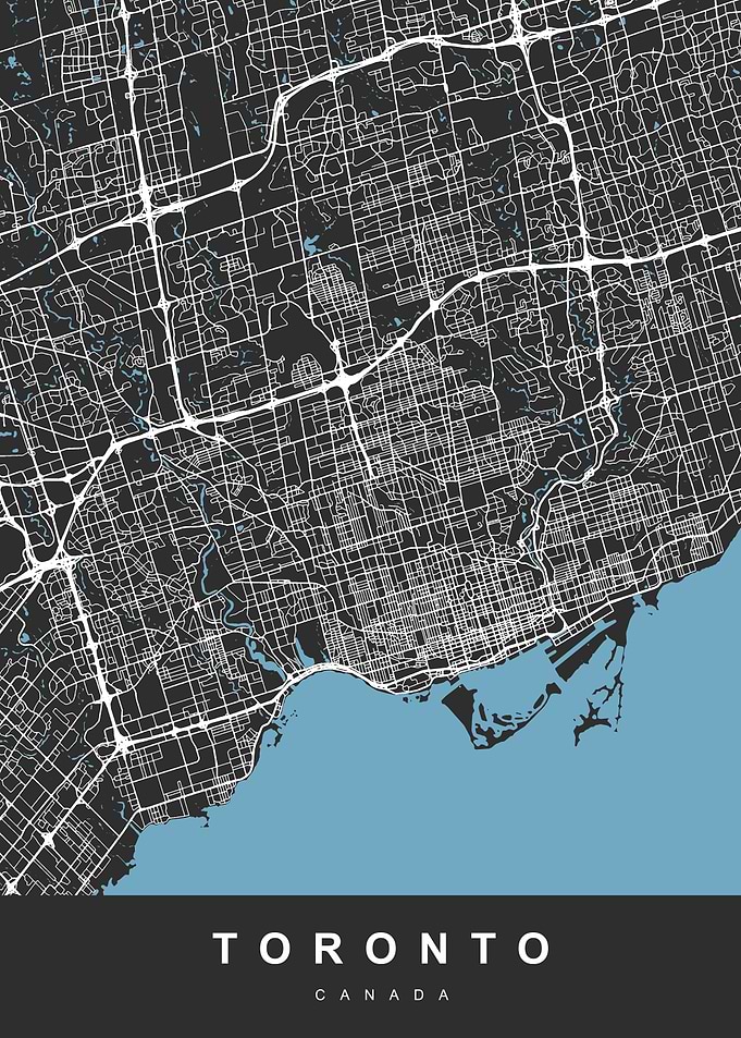 Map Toronto Canada Black