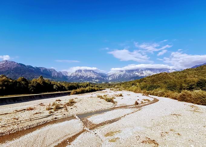 Dry river in the Dolomites