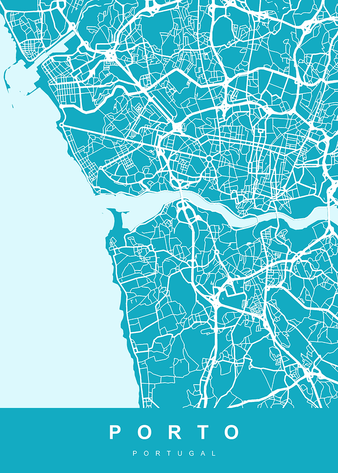 Map Porto Portugal Blue