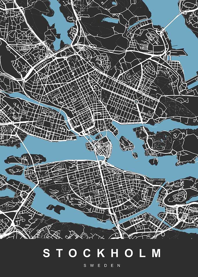 Map Stockholm Sweden Black