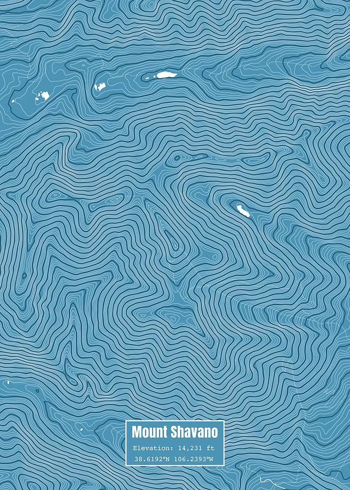 Mt Shavano Topo Map Blue