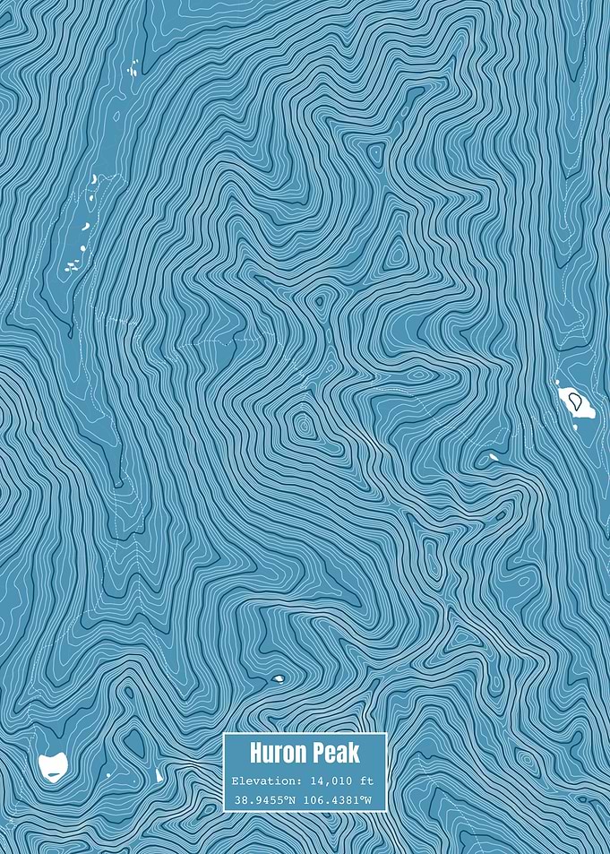 Huron Peak Topo Map Blue
