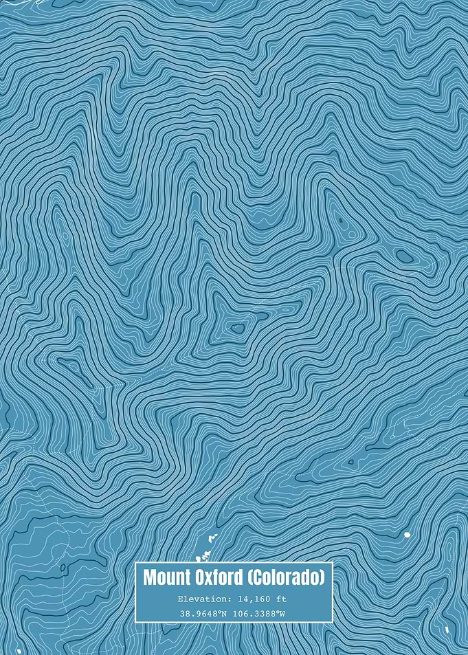 Mt Oxford Topo Map Blue