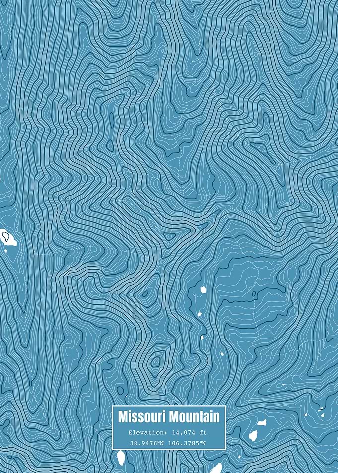 Missouri Mt Topo Map Blue