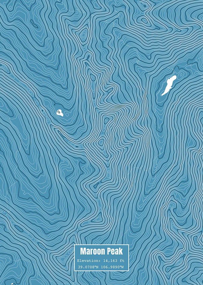 Maroon Peak Topo Map Blue