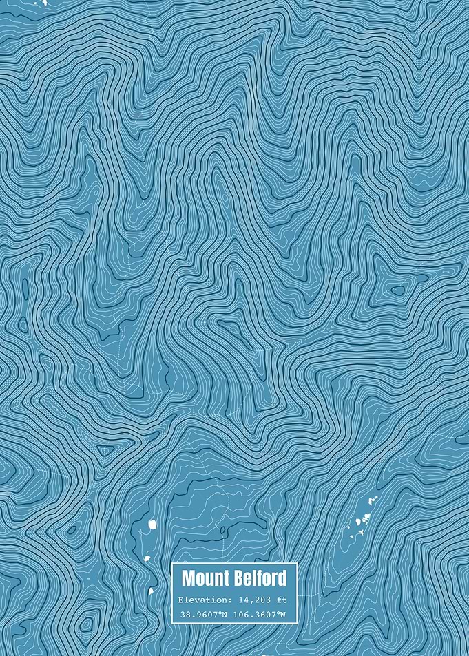 Mt Belford Topo Map Blue