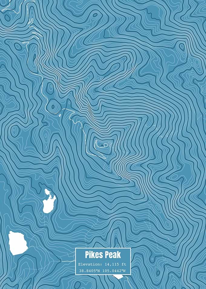 Pikes Peak Topo Map Blue