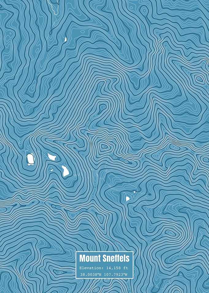Mt Sneffels Topo Map Blue