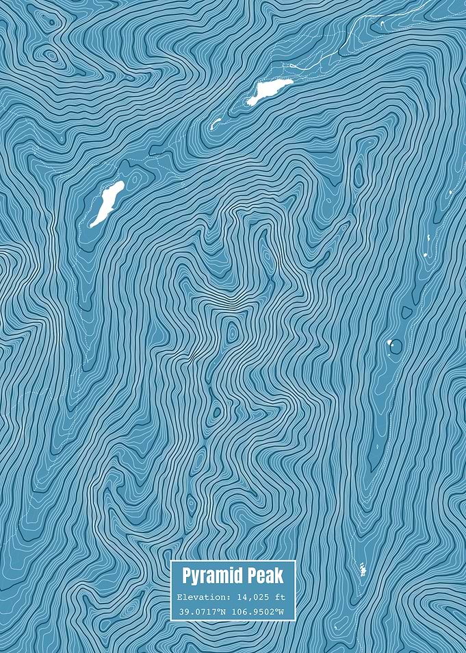Pyramid Peak Topo Map Blue