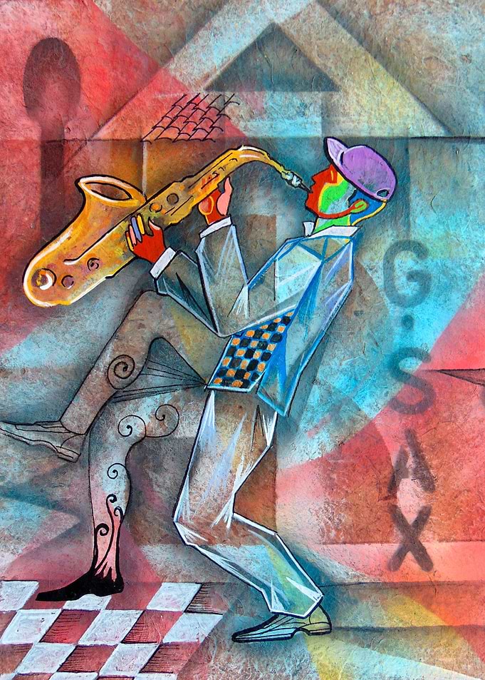 Happy sax man