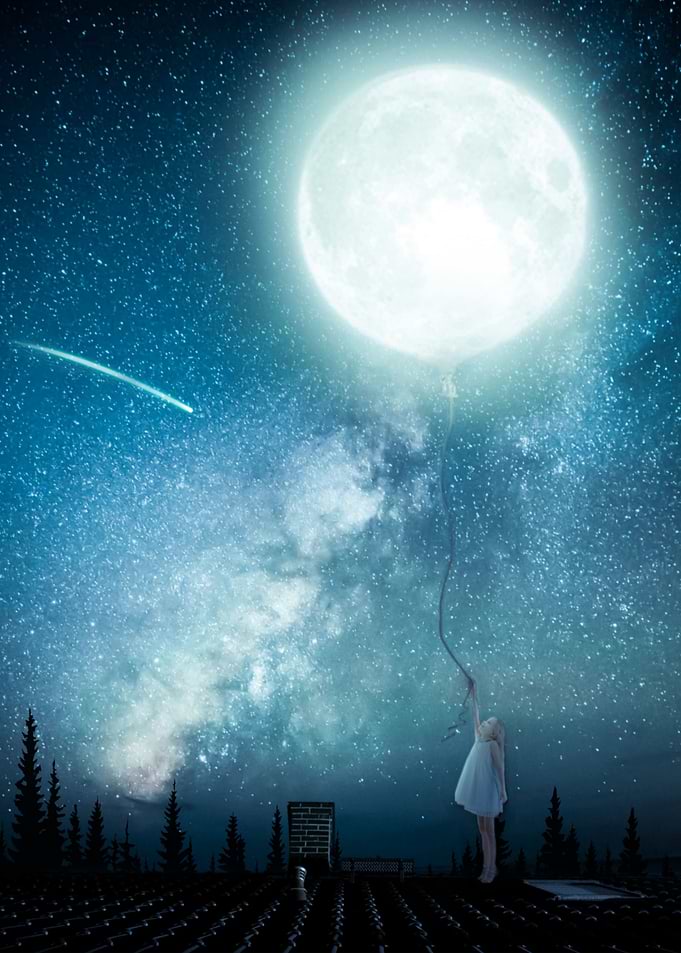 A Little Girl and the Moon
