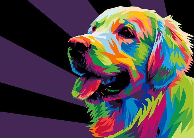colorful dog head pop art