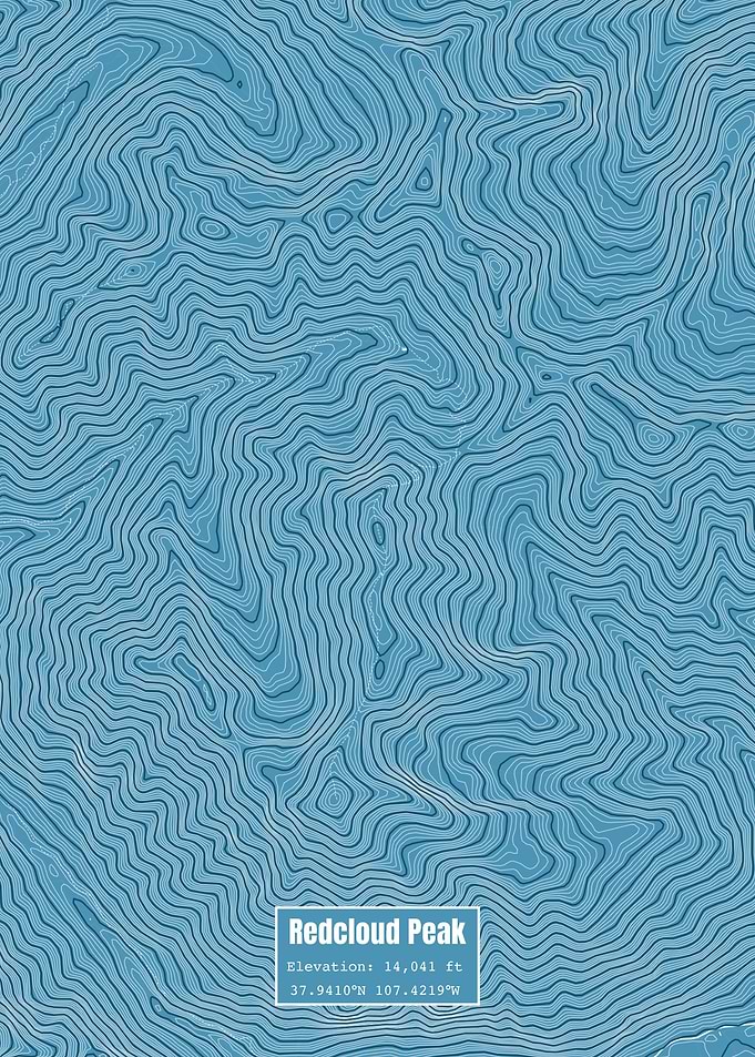 Redcloud Peak Map Blue
