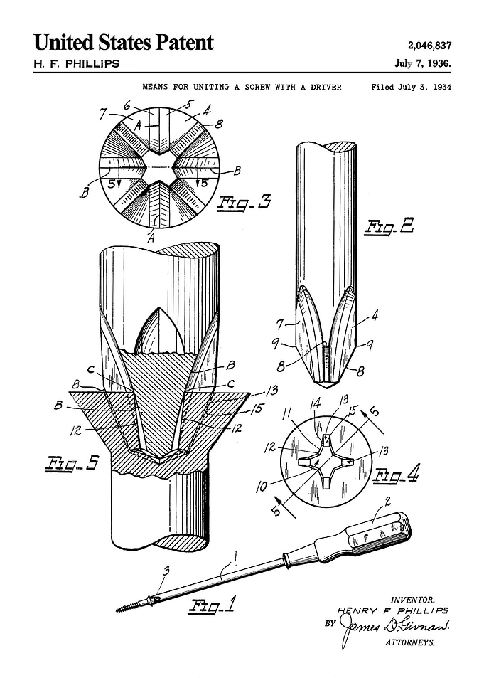 1936 screw driver patent