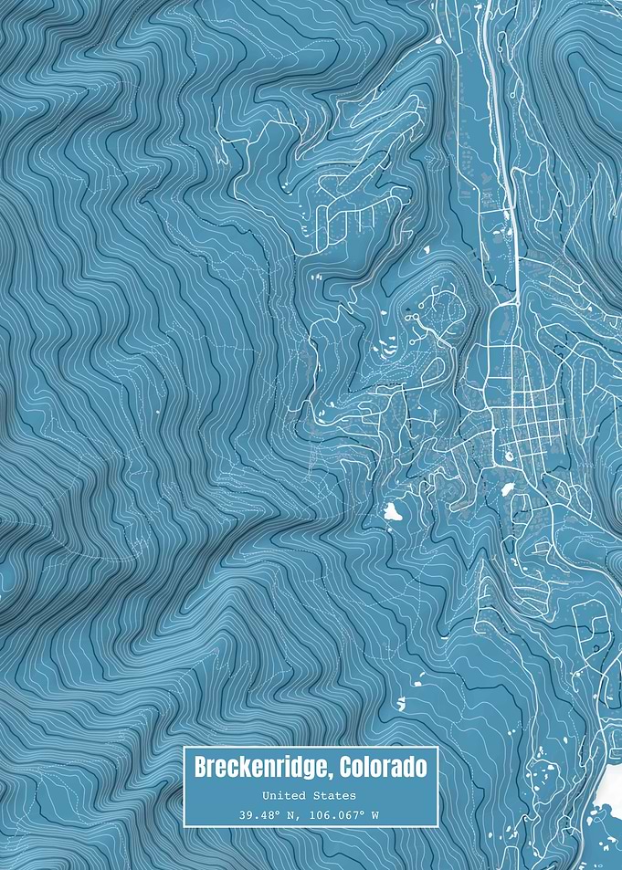 Breckenridge CO Map Blue