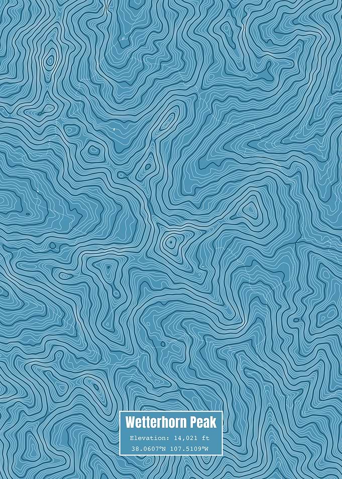 Wetterhorn Peak Map Blue