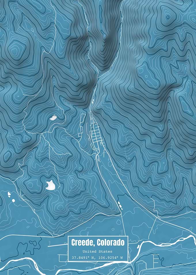 Creede Colorado Map Blue