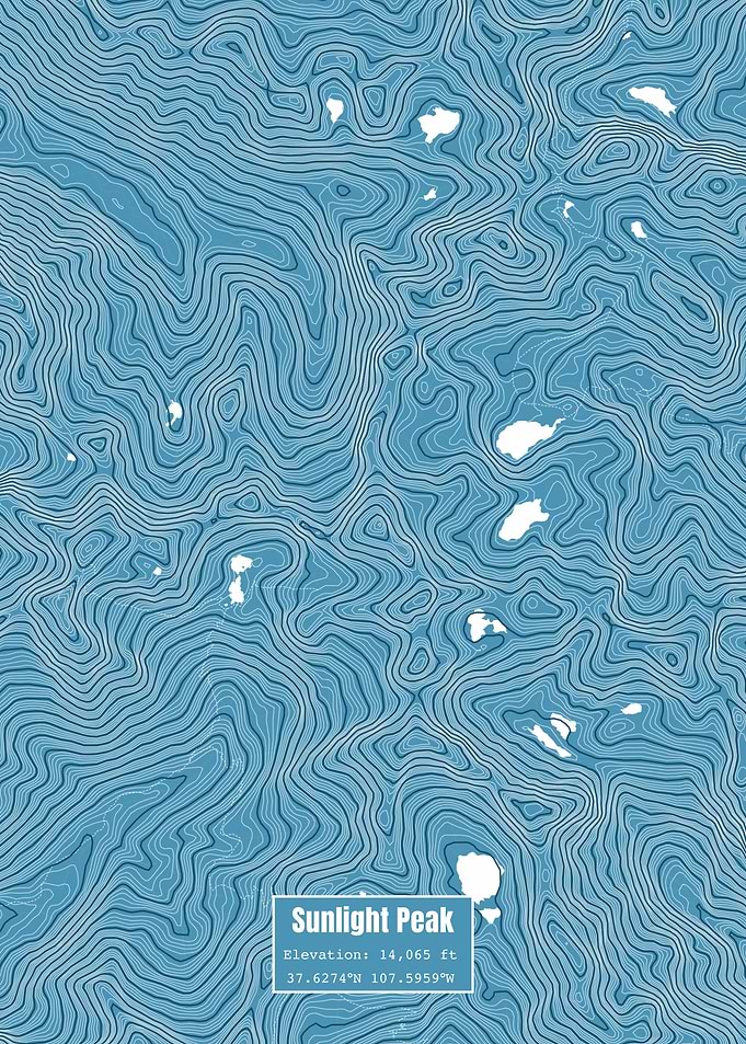 Sunlight Peak Map Blue