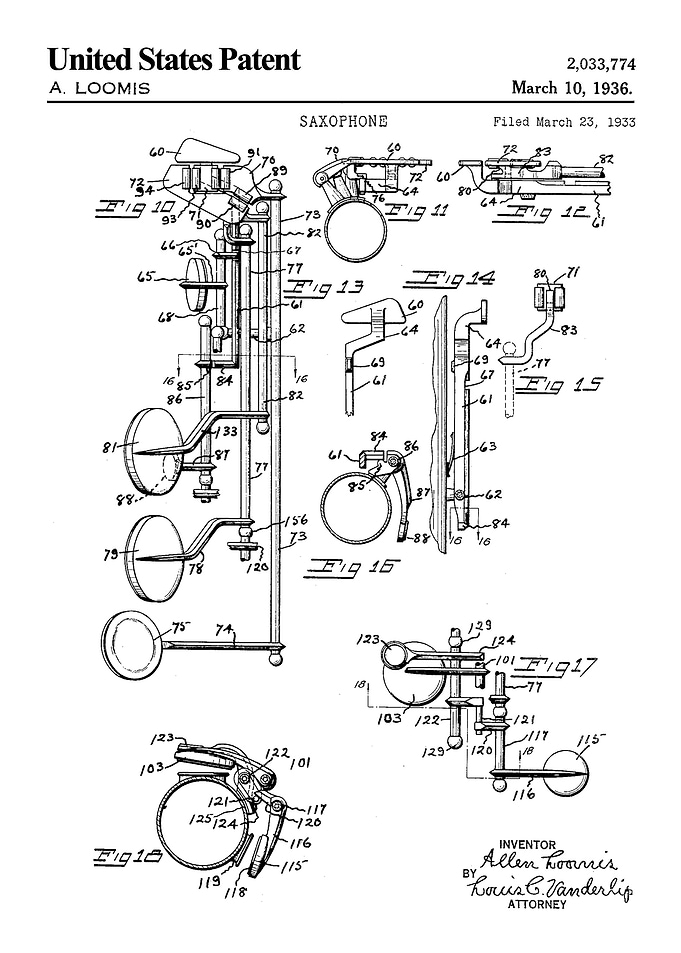 1936 saxophone patent