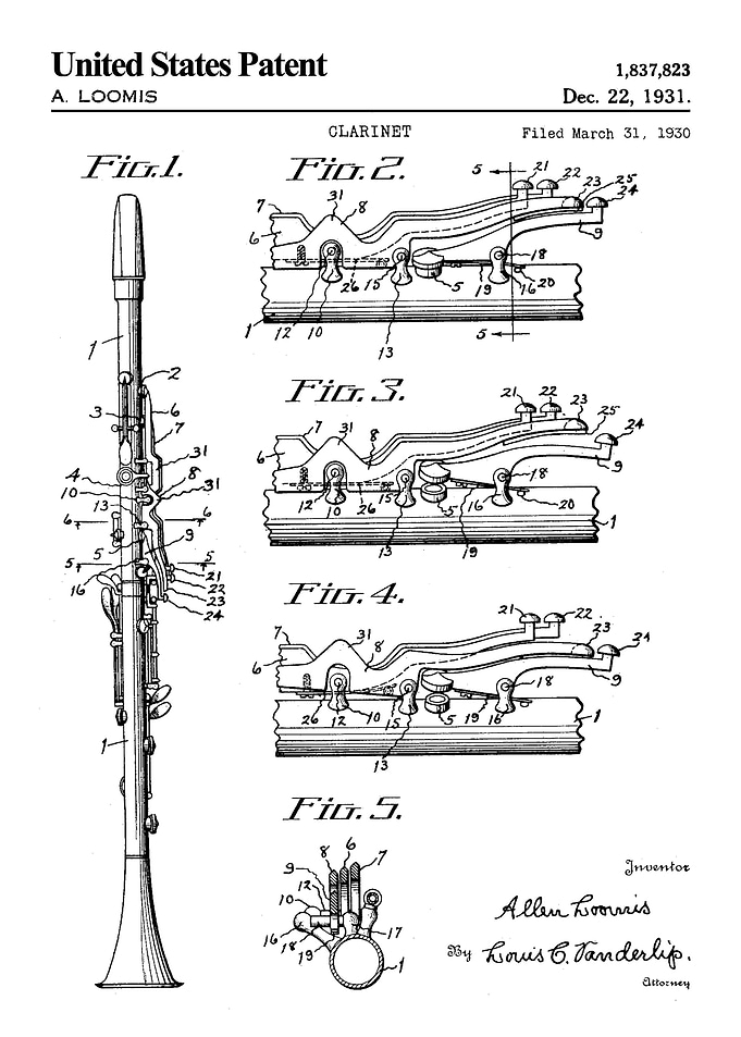 1931 Clarinet patent