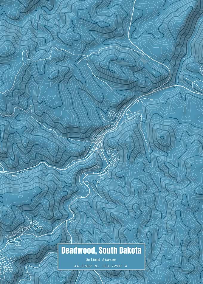 Deadwood SD Topo Map Blue