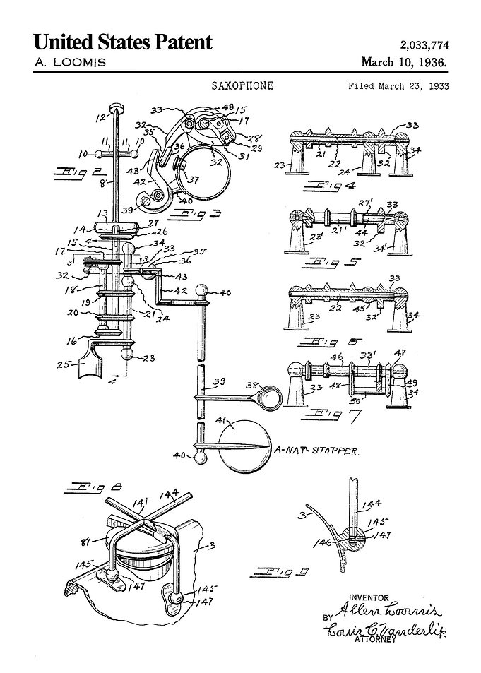 1936 saxophone patent