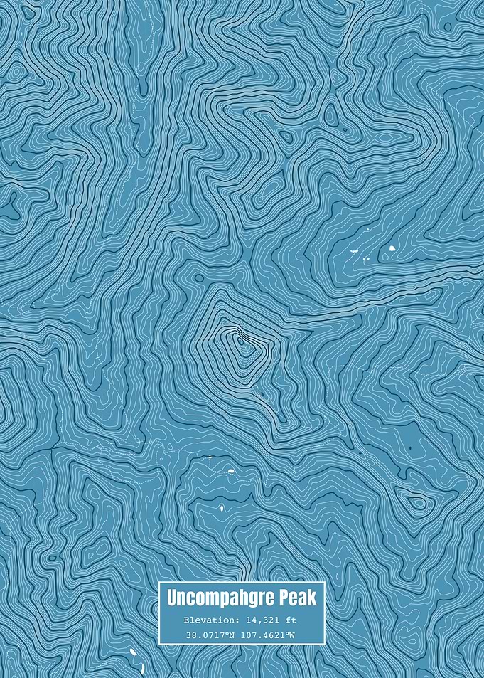 Uncompahgre Peak Map Blue