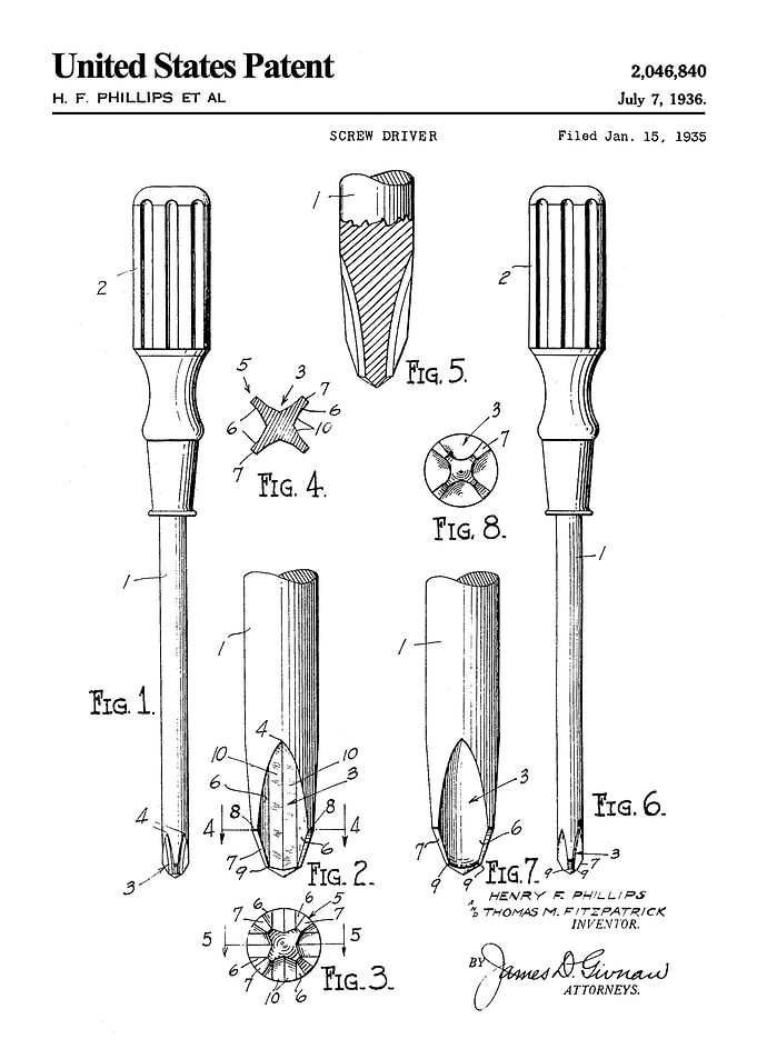 1936 screw driver patent