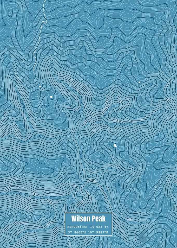 Wilson Peak Topo Map Blue