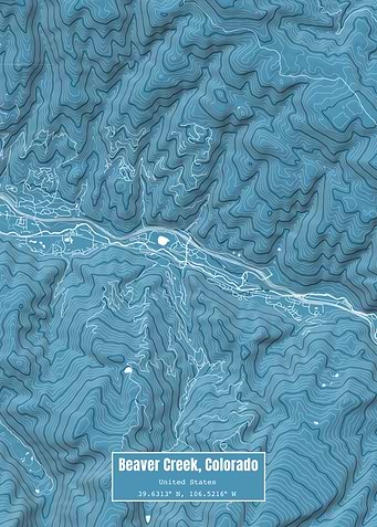 Beaver Creek CO Map Blue