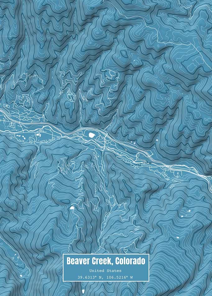 Beaver Creek CO Map Blue