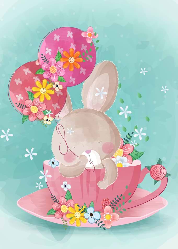 bunny in tea cup