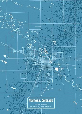 Alamosa Colorado Map Blue