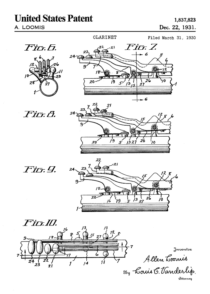 1931 Clarinet patent