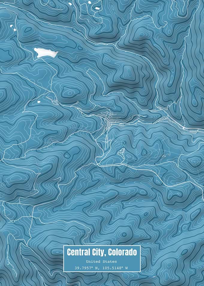 Central City CO Map Blue
