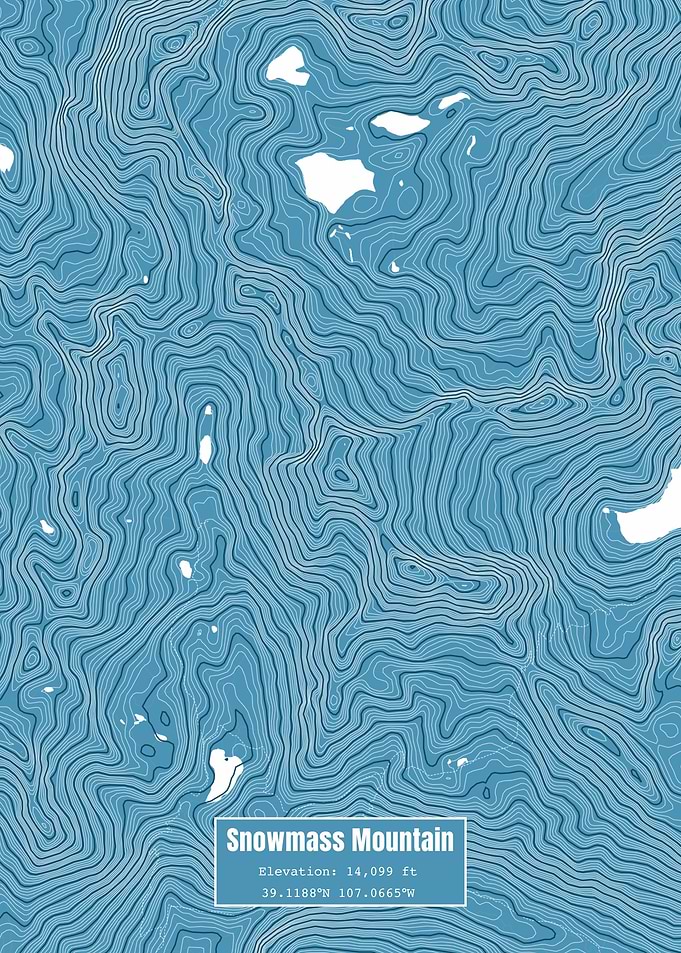 Snowmass Mt Topo Map Blue