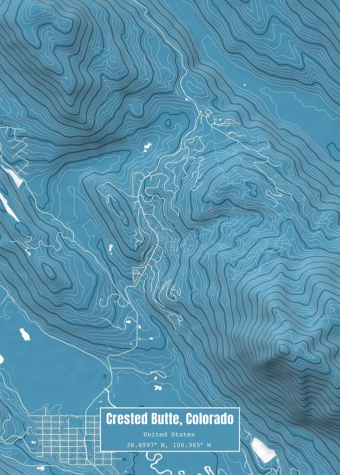 Crested Butte CO Map Blue