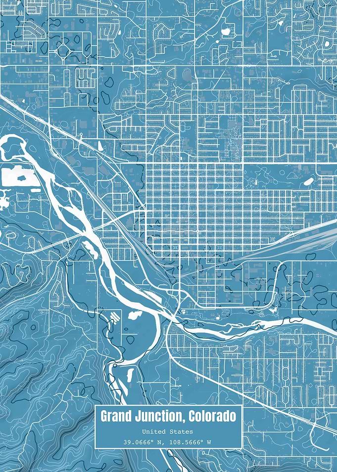 Grand Junction Map Blue